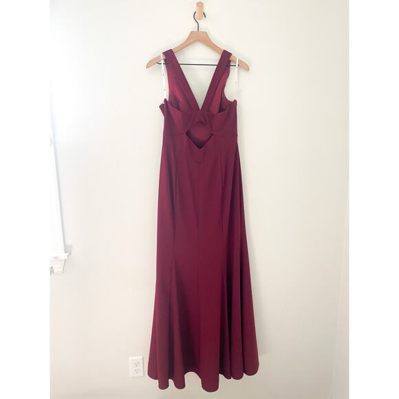 Bella Bridesmaids Maxi Dress Size 12 Regular Red Cabernet Crepe BB116 Wedding - Picture 7 of 14